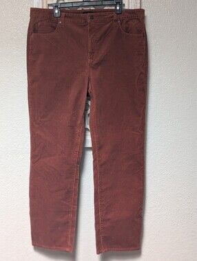 NWT Talbots Womens Rust Corduroy Straight Leg Slimming Pants High Waist Size 16